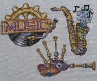 Lakeside Needlecraft Steampunk Musical Instruments PDF cross stitch chart & kit options